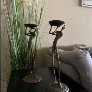 ***SOLD***Rare- Vintage brutalist figural men candleholder 1 has sold